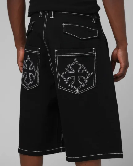 Black biker jorts