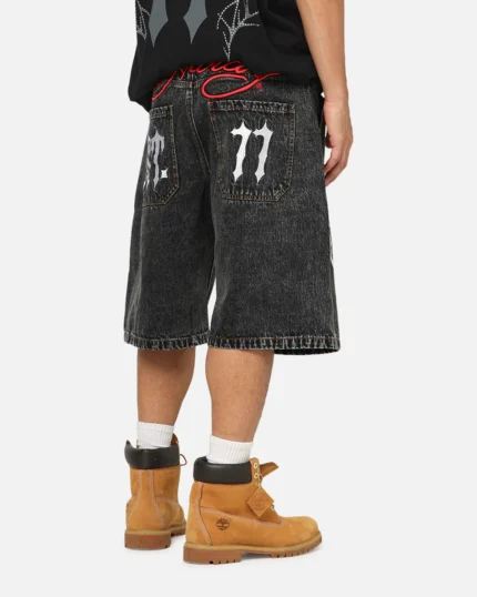 Black established 77 denim jorts