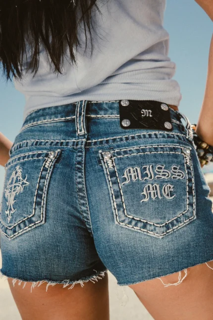 Miss Me Gothic Pocket Low Rise Shorts