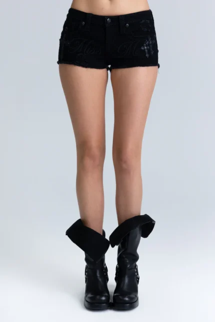 Miss Me Relic Cross Low Rise Shorts