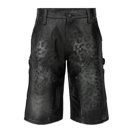 Lost intricacy black panther leather shorts