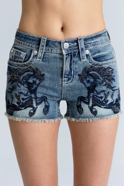 Miss Me Dilrose Crystal Horse Shorts