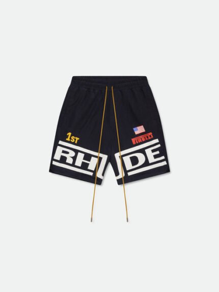 Rhude Champions Logo Black Shorts